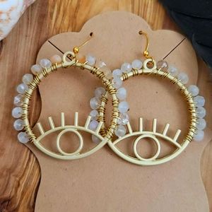 Gemstone Evil Eye Earrings